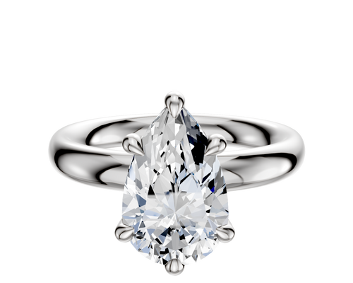14K White Gold 6 Prong Hidden Halo Classic Dome 3.0mm Engagement Ring