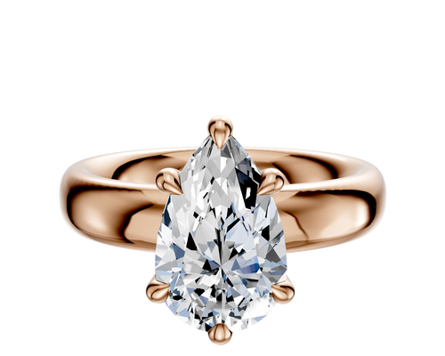 18K Rose Gold 6 Prong Hidden Halo Classic Dome 4.0mm Engagement Ring