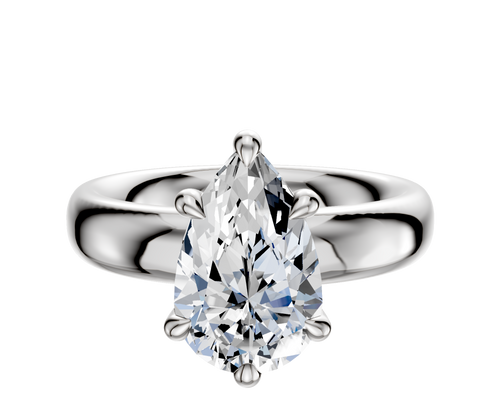 Platinum 6 Prong Hidden Halo Classic Dome 4.0mm Engagement Ring