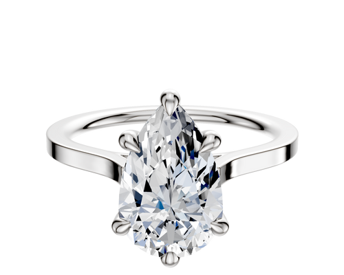14K White Gold 6 Prong Hidden Halo Cathedral Flat 1.5mm Engagement Ring