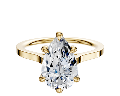 18K Yellow Gold 6 Prong Hidden Halo Cathedral Flat 1.5mm Engagement Ring