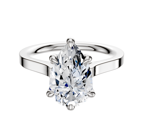 18K White Gold 6 Prong Hidden Halo Cathedral Flat 2.0mm Engagement Ring