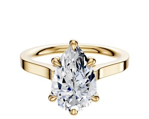 18K Yellow Gold 6 Prong Hidden Halo Cathedral Flat 2.0mm Engagement Ring