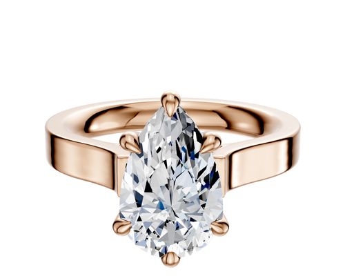 18K Rose Gold 6 Prong Hidden Halo Cathedral Flat 3.0mm Engagement Ring