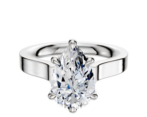 14K White Gold 6 Prong Hidden Halo Cathedral Flat 3.0mm Engagement Ring
