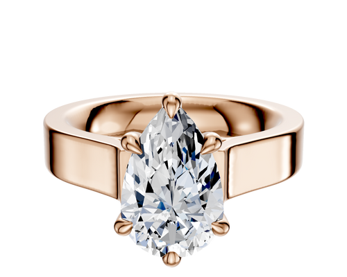 18K Rose Gold 6 Prong Hidden Halo Cathedral Flat 4.0mm Engagement Ring