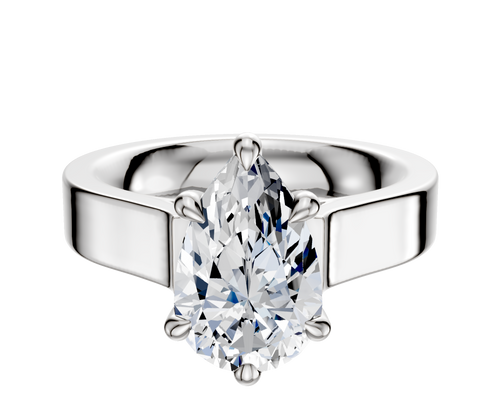 Platinum 6 Prong Hidden Halo Cathedral Flat 4.0mm Engagement Ring
