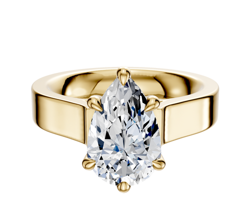 14K Yellow Gold 6 Prong Hidden Halo Cathedral Flat 4.0mm Engagement Ring