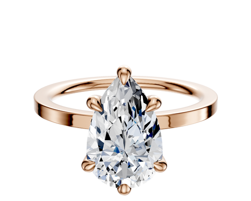 18K Rose Gold 6 Prong Hidden Halo Classic Flat 1.5mm Engagement Ring