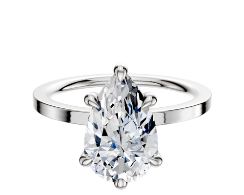 Platinum 6 Prong Hidden Halo Classic Flat 1.5mm Engagement Ring