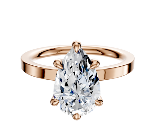 18K Rose Gold 6 Prong Hidden Halo Classic Flat 2.0mm Engagement Ring