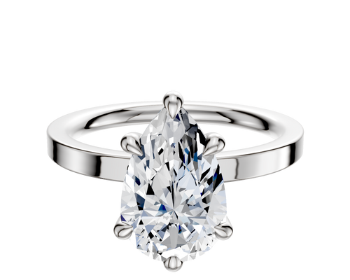 Platinum 6 Prong Hidden Halo Classic Flat 2.0mm Engagement Ring