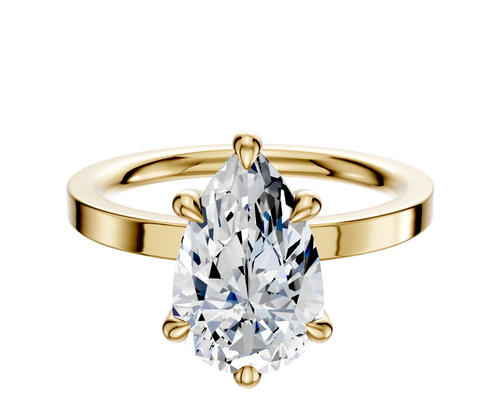 18K Yellow Gold 6 Prong Hidden Halo Classic Flat 2.0mm Engagement Ring