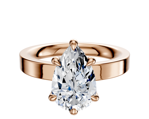 18K Rose Gold 6 Prong Hidden Halo Classic Flat 3.0mm Engagement Ring