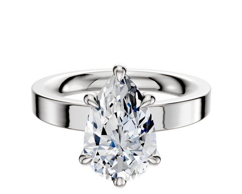 14K White Gold 6 Prong Hidden Halo Classic Flat 3.0mm Engagement Ring