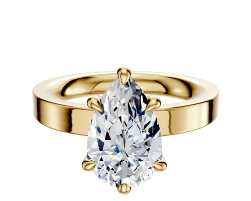 18K Yellow Gold 6 Prong Hidden Halo Classic Flat 3.0mm Engagement Ring