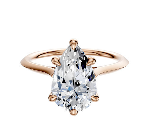 18K Rose Gold 6 Prong Hidden Halo Cathedral Knife Edge 1.5mm Engagement Ring
