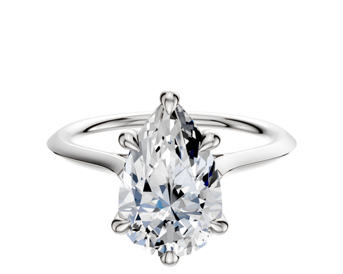 14K White Gold 6 Prong Hidden Halo Cathedral Knife Edge 1.5mm Engagement Ring