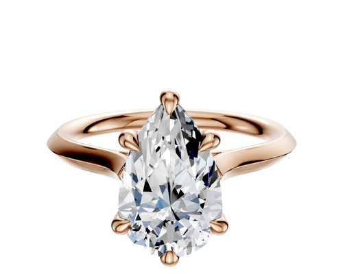 18K Rose Gold 6 Prong Hidden Halo Cathedral Knife Edge 2.0mm Engagement Ring