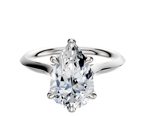 14K White Gold 6 Prong Hidden Halo Cathedral Knife Edge 2.0mm Engagement Ring
