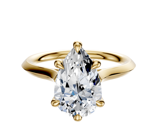 18K Yellow Gold 6 Prong Hidden Halo Cathedral Knife Edge 2.0mm Engagement Ring