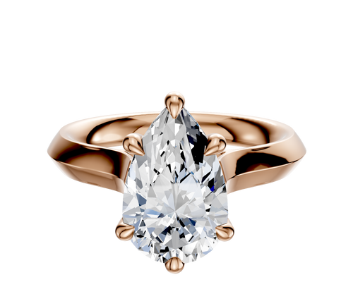 18K Rose Gold 6 Prong Hidden Halo Cathedral Knife Edge 3.0mm Engagement Ring