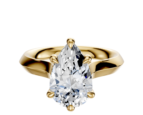 14K Yellow Gold 6 Prong Hidden Halo Cathedral Knife Edge 3.0mm Engagement Ring