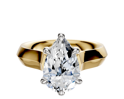 18K Two Tone 6 Prong Hidden Halo Cathedral Knife Edge 4.0mm Engagement Ring