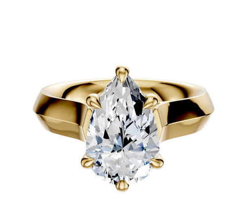 18K Yellow Gold 6 Prong Hidden Halo Cathedral Knife Edge 4.0mm Engagement Ring