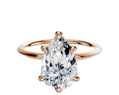 18K Rose Gold 6 Prong Hidden Halo Classic Knife Edge 1.5mm Engagement Ring