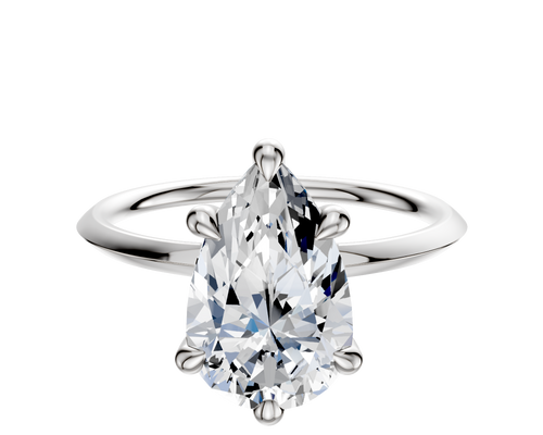 14K White Gold 6 Prong Hidden Halo Classic Knife Edge 1.5mm Engagement Ring