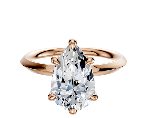 18K Rose Gold 6 Prong Hidden Halo Classic Knife Edge 2.0mm Engagement Ring