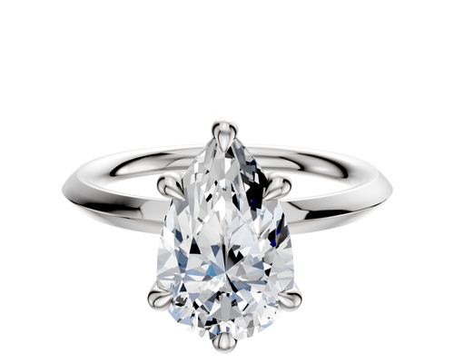 Platinum 6 Prong Hidden Halo Classic Knife Edge 2.0mm Engagement Ring