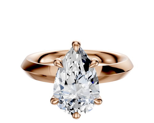 14K Rose Gold 6 Prong Hidden Halo Classic Knife Edge 3.0mm Engagement Ring