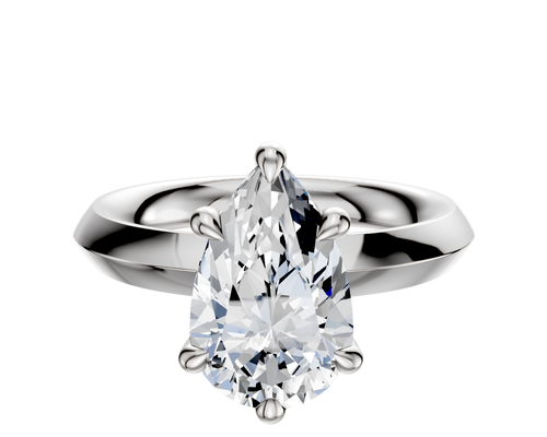 14K White Gold 6 Prong Hidden Halo Classic Knife Edge 3.0mm Engagement Ring