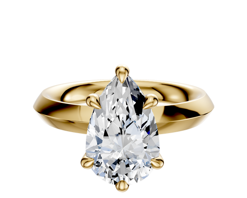 18K Yellow Gold 6 Prong Hidden Halo Classic Knife Edge 3.0mm Engagement Ring