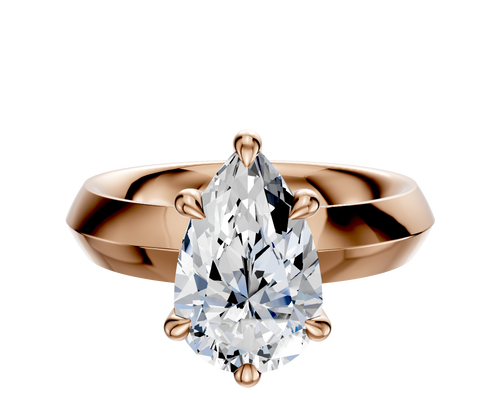 18K Rose Gold 6 Prong Hidden Halo Classic Knife Edge 4.0mm Engagement Ring