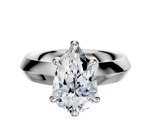 Platinum 6 Prong Hidden Halo Classic Knife Edge 4.0mm Engagement Ring