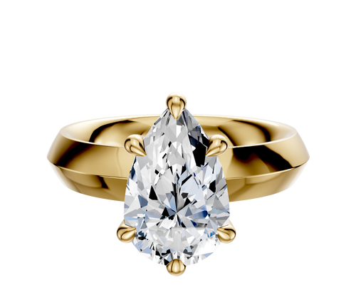 18K Yellow Gold 6 Prong Hidden Halo Classic Knife Edge 4.0mm Engagement Ring