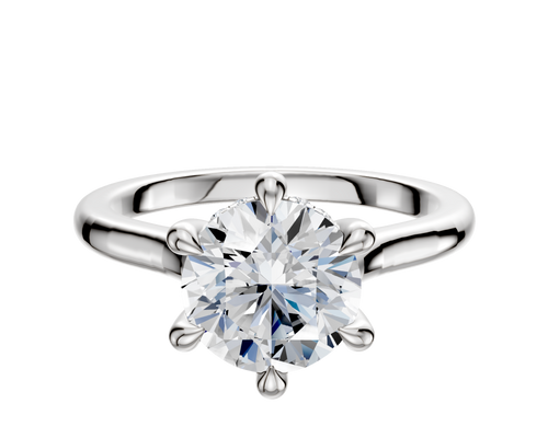 Platinum 6 Prong Hidden Halo Cathedral Dome 2.0mm Engagement Ring