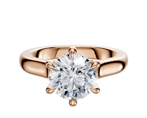 18K Rose Gold 6 Prong Hidden Halo Cathedral Dome 3.0mm Engagement Ring