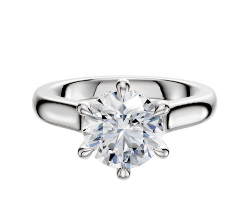 18K White Gold 6 Prong Hidden Halo Cathedral Dome 3.0mm Engagement Ring