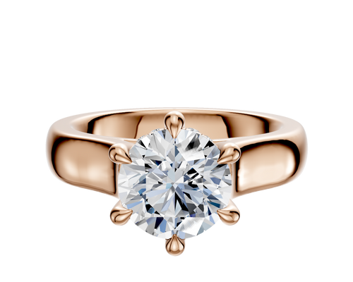 18K Rose Gold 6 Prong Hidden Halo Cathedral Dome 4.0mm Engagement Ring