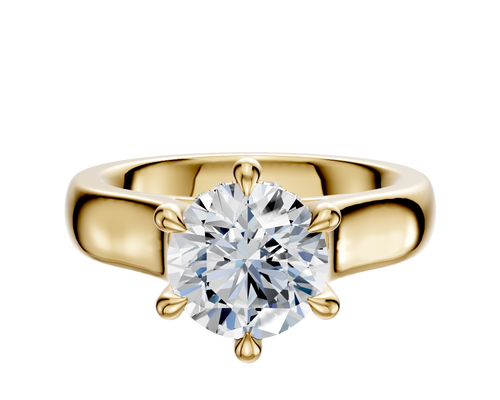18K Yellow Gold 6 Prong Hidden Halo Cathedral Dome 4.0mm Engagement Ring