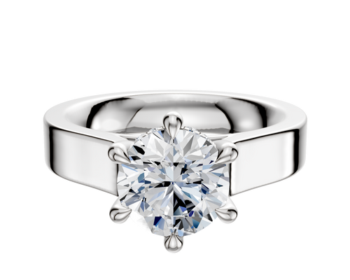 Platinum 6 Prong Hidden Halo Cathedral Flat 4.0mm Engagement Ring