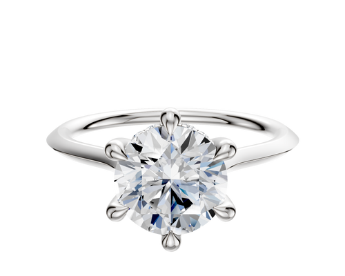 Platinum 6 Prong Hidden Halo Cathedral Knife Edge 1.5mm Engagement Ring
