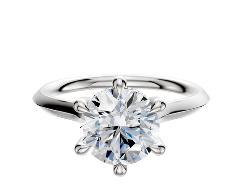 Platinum 6 Prong Hidden Halo Cathedral Knife Edge 2.0mm Engagement Ring