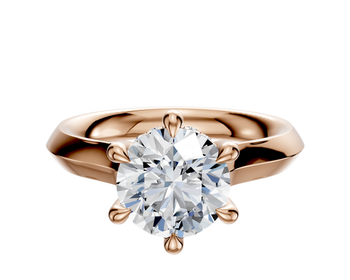 18K Rose Gold 6 Prong Hidden Halo Cathedral Knife Edge 3.0mm Engagement Ring