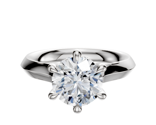 18K White Gold 6 Prong Hidden Halo Cathedral Knife Edge 3.0mm Engagement Ring
