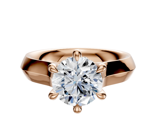 18K Rose Gold 6 Prong Hidden Halo Cathedral Knife Edge 4.0mm Engagement Ring